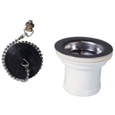 Bonde à bouchon Wirquin pour évier 1 bac Ø50 mm (inox) sans trop-plein