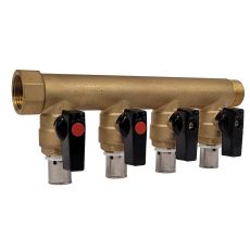 Collecteur avec vannes PER à sertir MF 3/4'' en laiton - Raccords Radiaux - Pour Tubes PER Ø 13 x 16