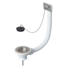 Bonde à bouchon pour évier Wirquin 1 bac Ø60 mm (grès ou synthèse) avec trop-plein