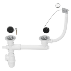 Ensemble complet pour évier 2 bacs Ø60 mm (grès ou synthèse) - Wirquin