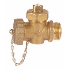 ROBINET À BOISSEAU FONCÉ MÂLE X FEMELLE AVEC BOUCHON ET CHAÎNETTE PVC